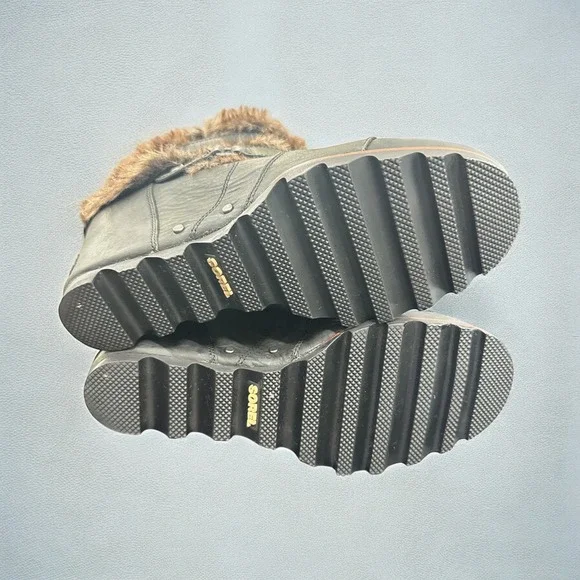 Sorel Women's Black Joan Of Arctic NL1984-010 Faux Fur Wedge Ankle Boots 9  NWOT - Picture 7 of 8